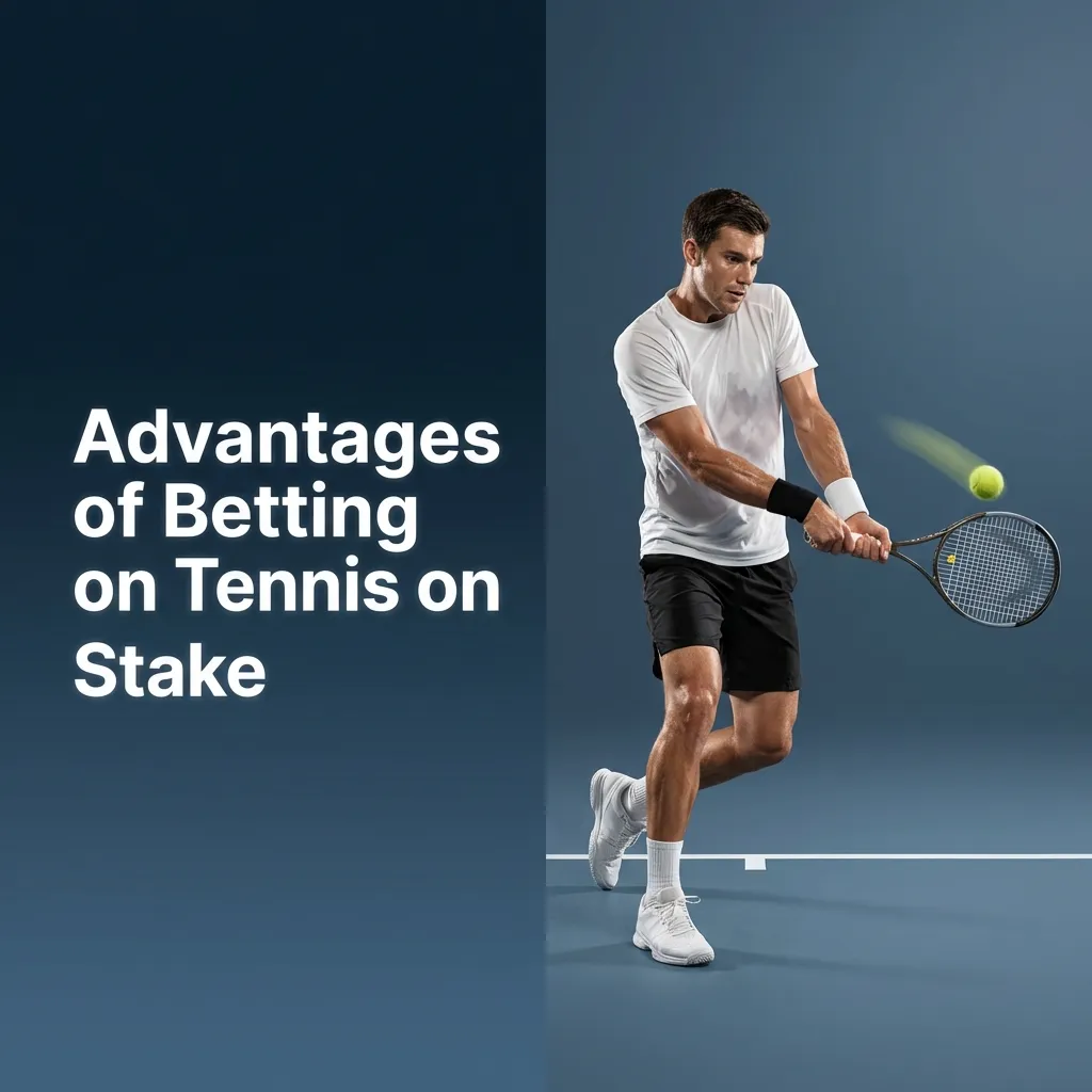 Infographic listing Stake tennis betting benefits: wide coverage, live odds, mobile access, local payments, stats, and safety tools