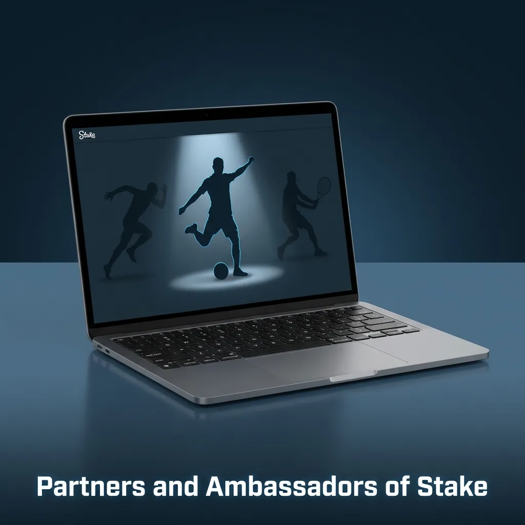 Collage of Stake-branded football, MMA, racing, esports, and streaming partners promoting the online betting and casino platform