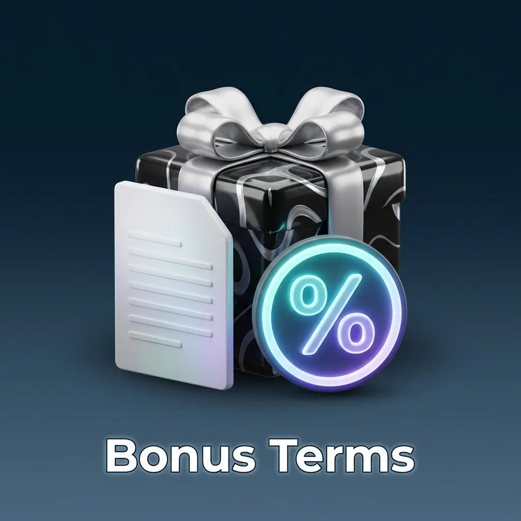 Illustrated “Bonus Terms” page explaining rules, wagering limits, game contributions, and responsible use of online gambling offers