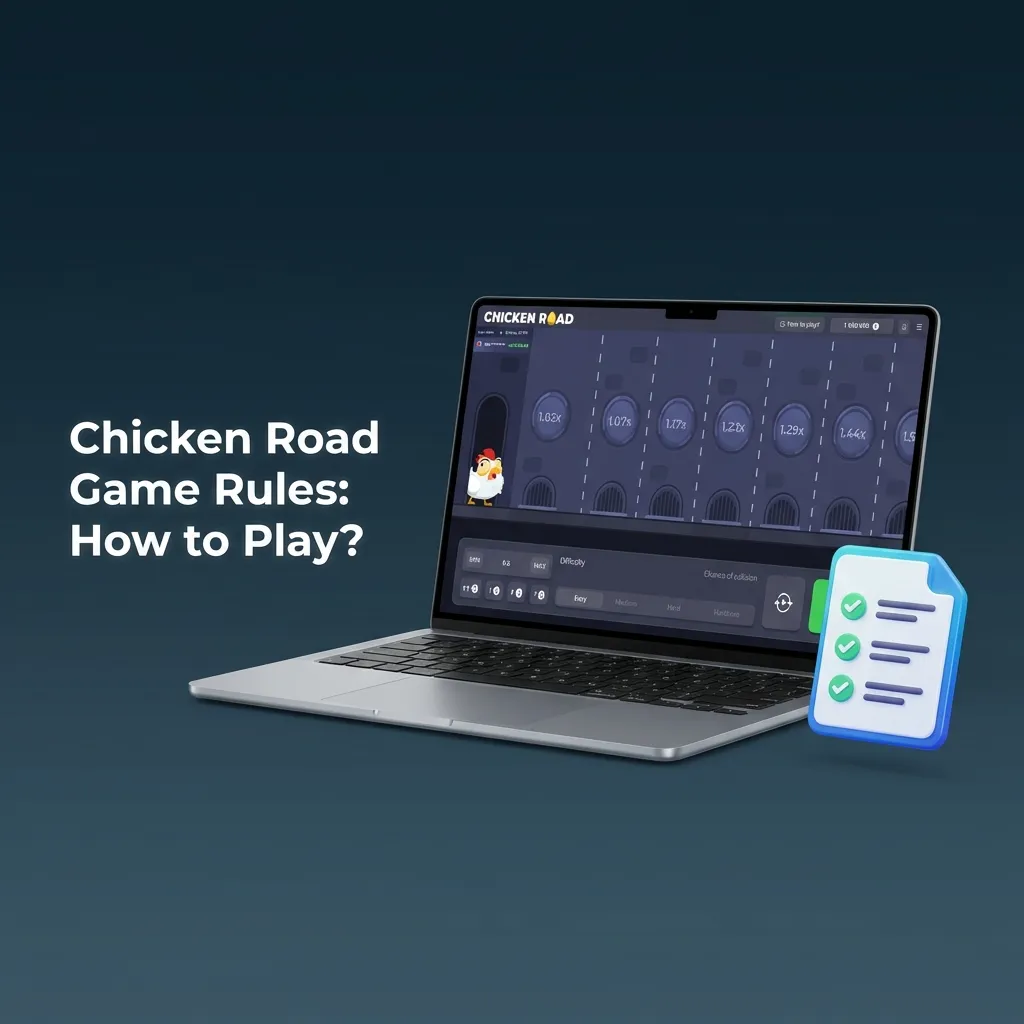 Illustrated chicken crossing multi-lane road with moving cars, bet controls, difficulty options, and rising win multipliers