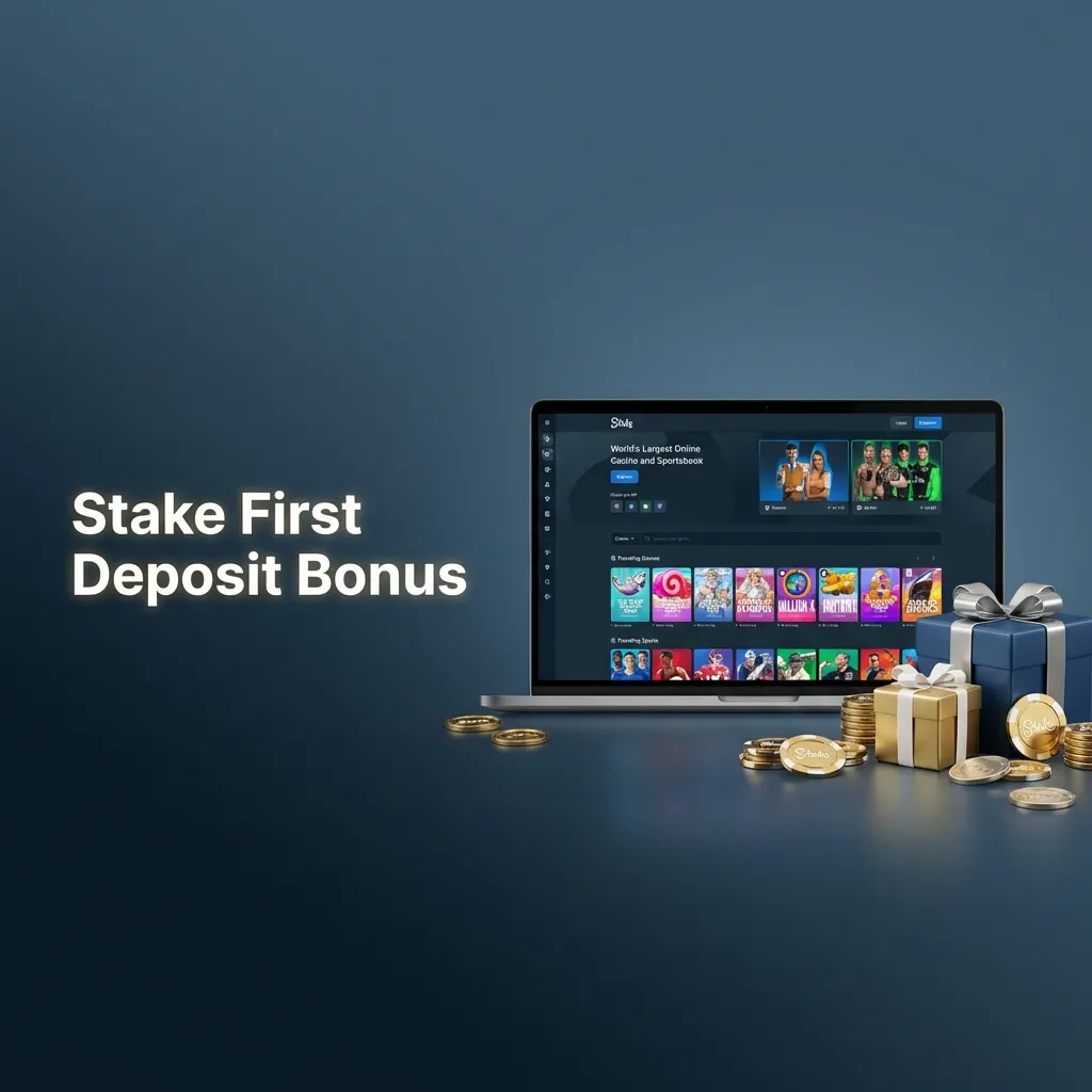 Stake welcome offer ad showing “200% first deposit bonus up to ₹1,00,000” and “weekly $75,000 raffle” for Indian users