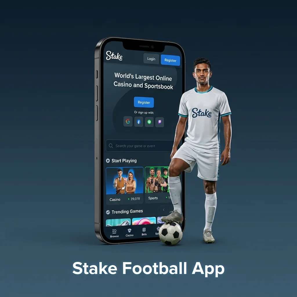Stake Football betting app on a smartphone showing football matches, live odds, and bet slip options for users in India