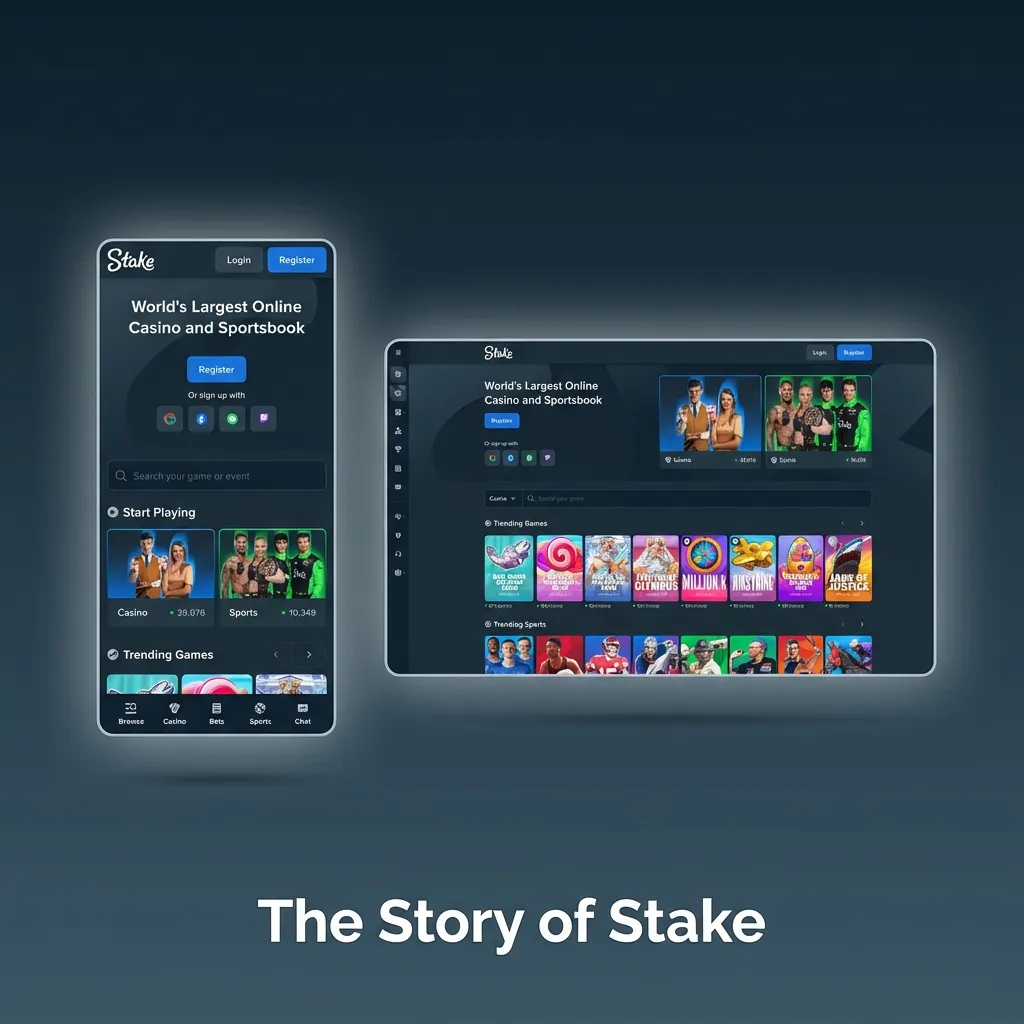 Illustrated timeline of Stake’s crypto-focused betting platform, global license, and Indian market promotions
