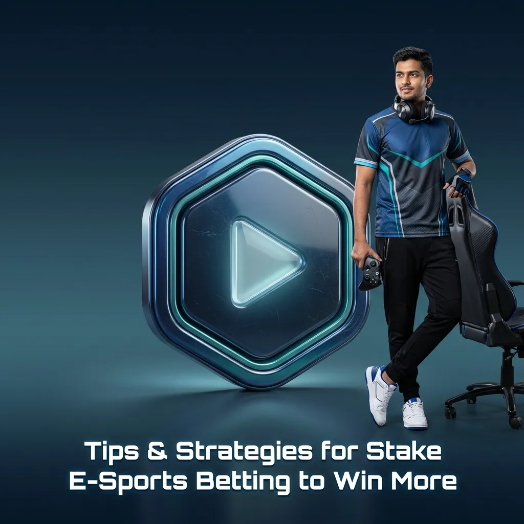Guide-style graphic on esports betting tips, bankroll management, research, odds comparison and game specialisation