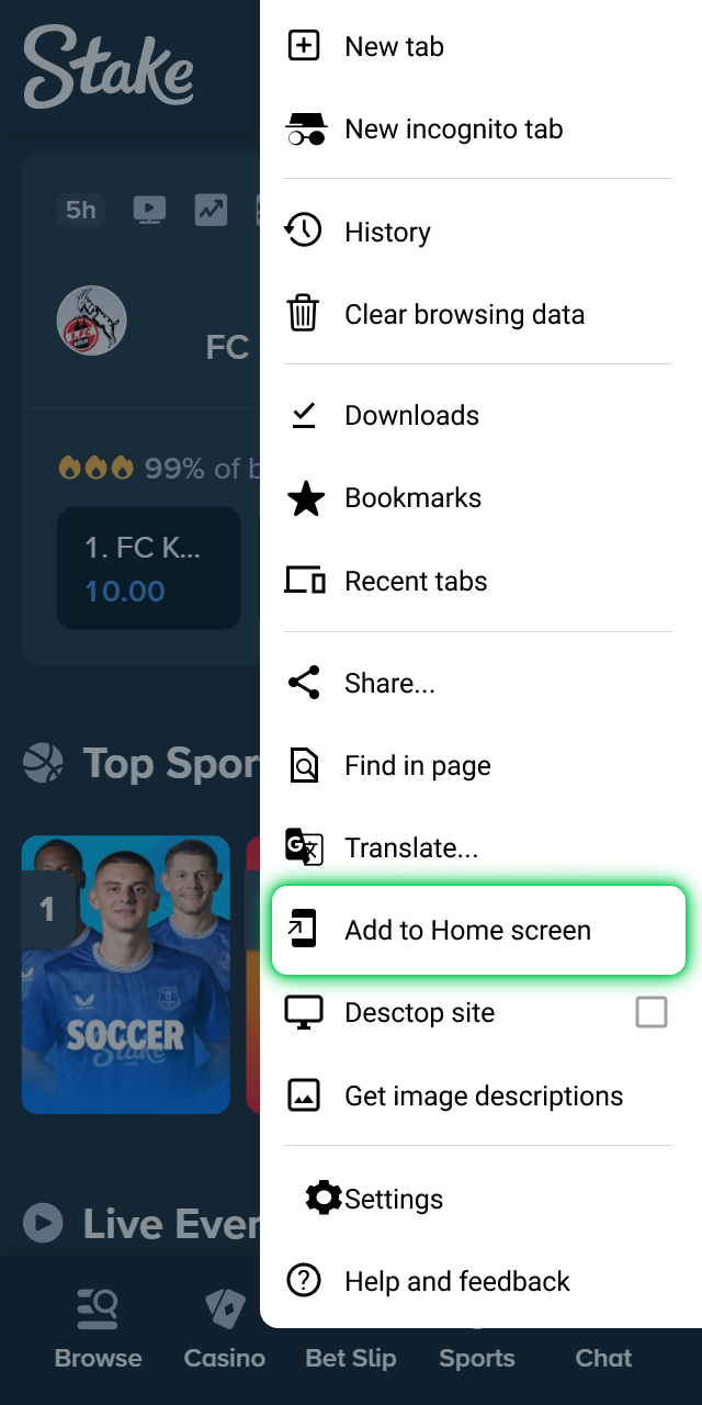 app android how to home screen