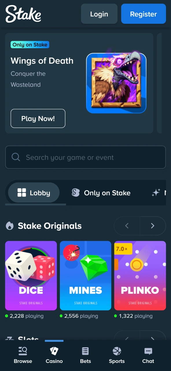 app screenshot casino