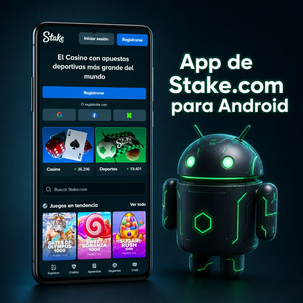 Pantalla de descarga de la app de Stake.com para Android con requisitos mínimos y modelos compatibles en Argentina
