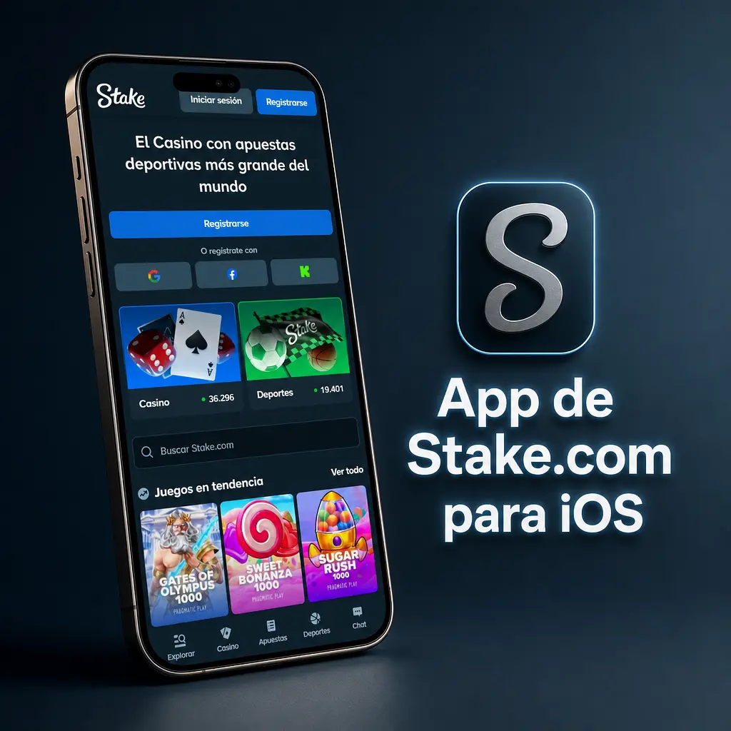 App de Stake.com para iOS en iPhone y iPad, compatible desde iOS 14.0, con casino y apuestas deportivas en vivo