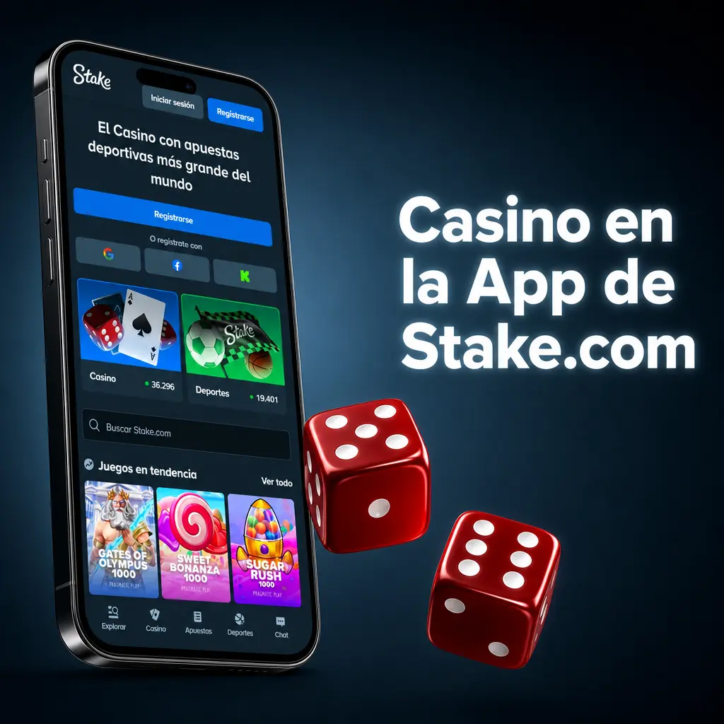 App de casino Stake.com con más de 3.000 títulos: tragamonedas, casino en vivo, mesas y jackpots progresivos
