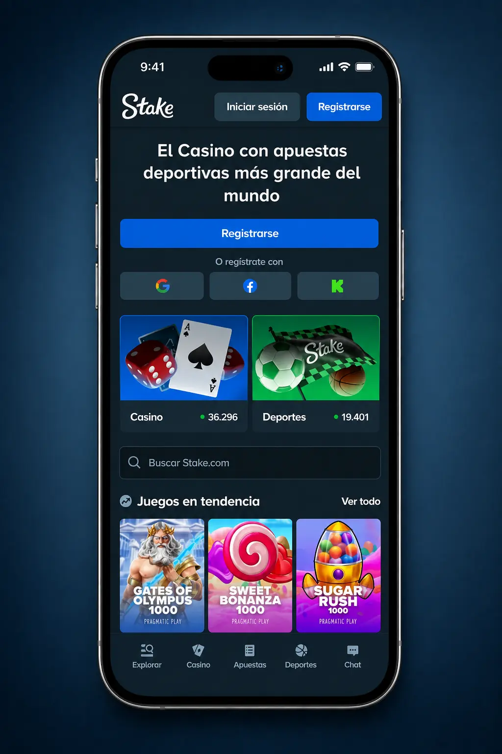 Usuario iniciando sesión en Stake.com desde navegador móvil Chrome en smartphone argentino