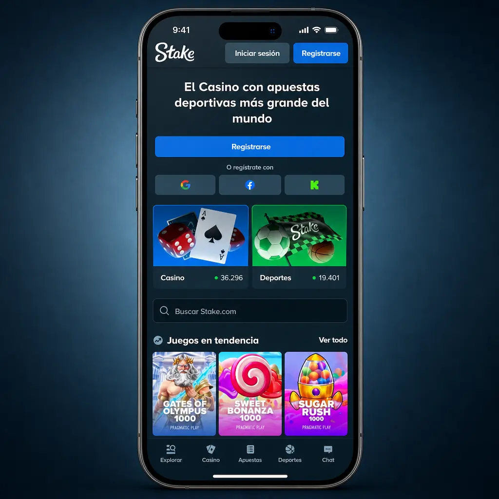 Pantalla de inicio de sesión en Stake.com con formulario de acceso al casino y apuestas deportivas desde Argentina