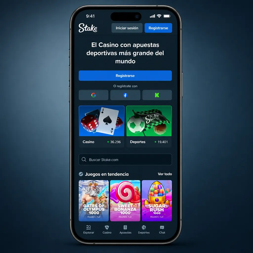 Pantalla de inicio de sesión en Stake.com con formulario de acceso para usuarios de Argentina