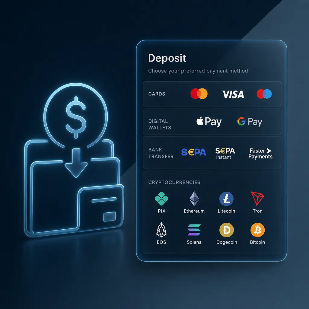 Métodos de depósito en Stake.com para Argentina: criptomonedas, PIX, Visa y MasterCard disponibles