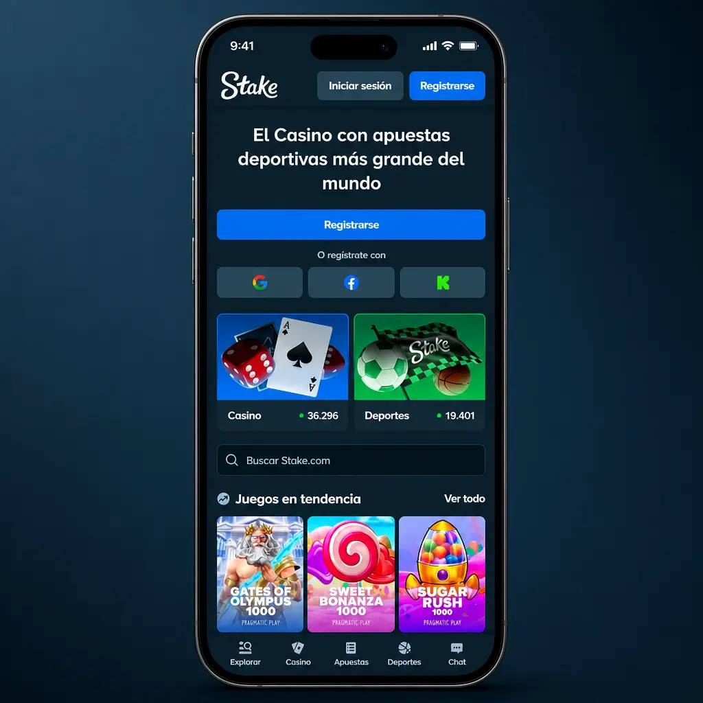 Pasos para apostar en la app de Stake.com: descarga, registro, depósito y confirmación de apuesta fácil