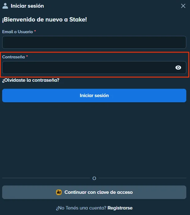 Campo de contraseña resaltado en el acceso a la cuenta