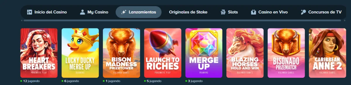 Nuevos lanzamientos de tragamonedas en el casino de Stake